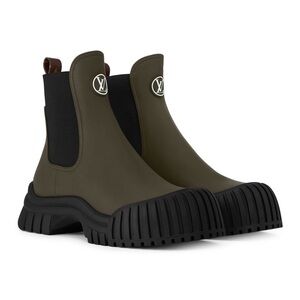 NEW Louis Vuitton Olive Green Ruby Flat Ankle Boots EU 38